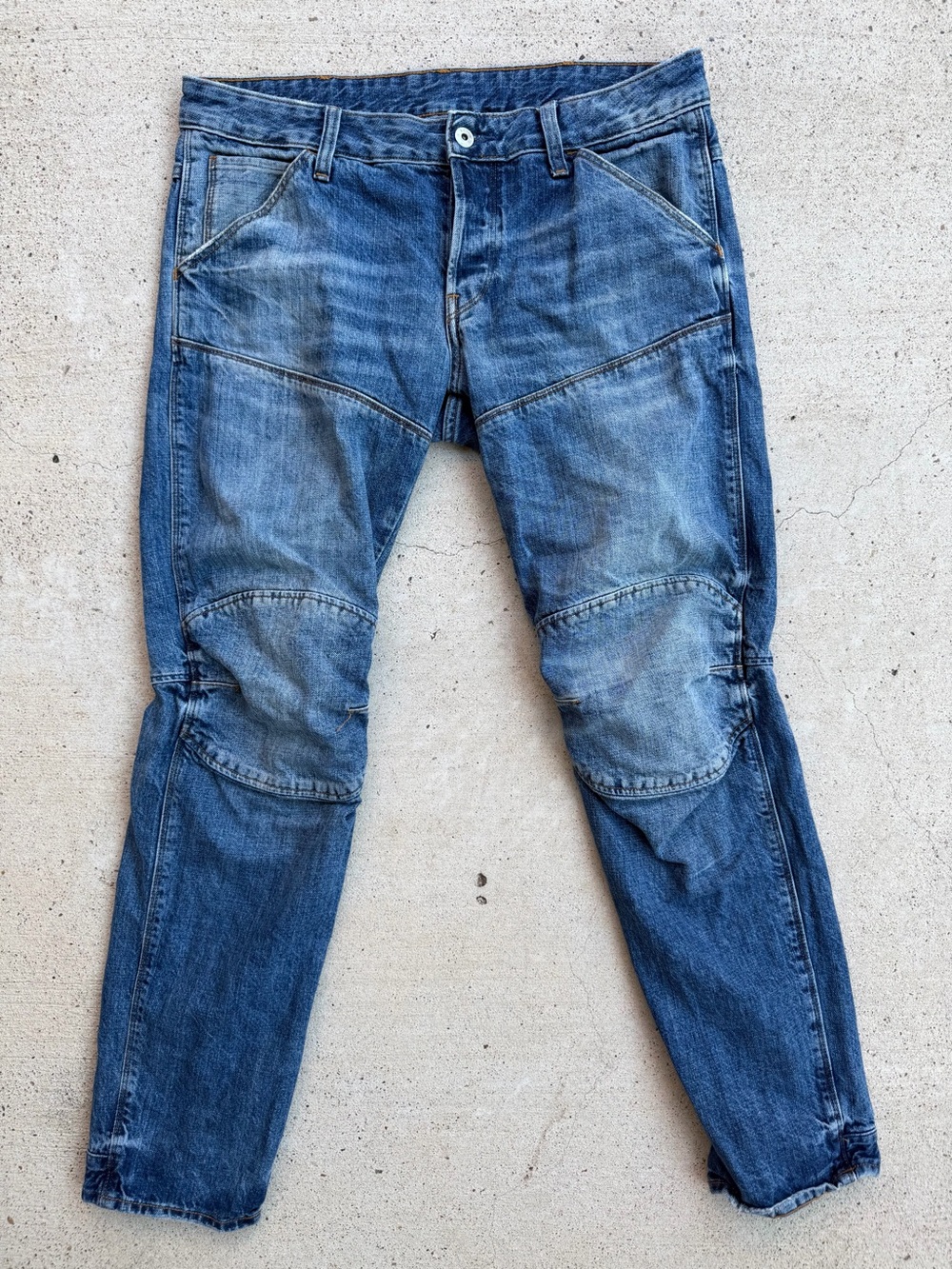G-Star RAW 5620 3D Deconstructed Low Tapered Moto Jeans Mens 32x30 Blue
